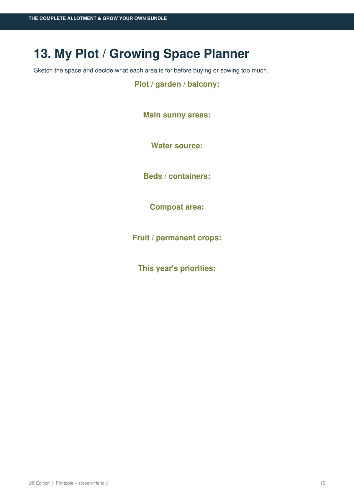 Allotment growing space planner preview