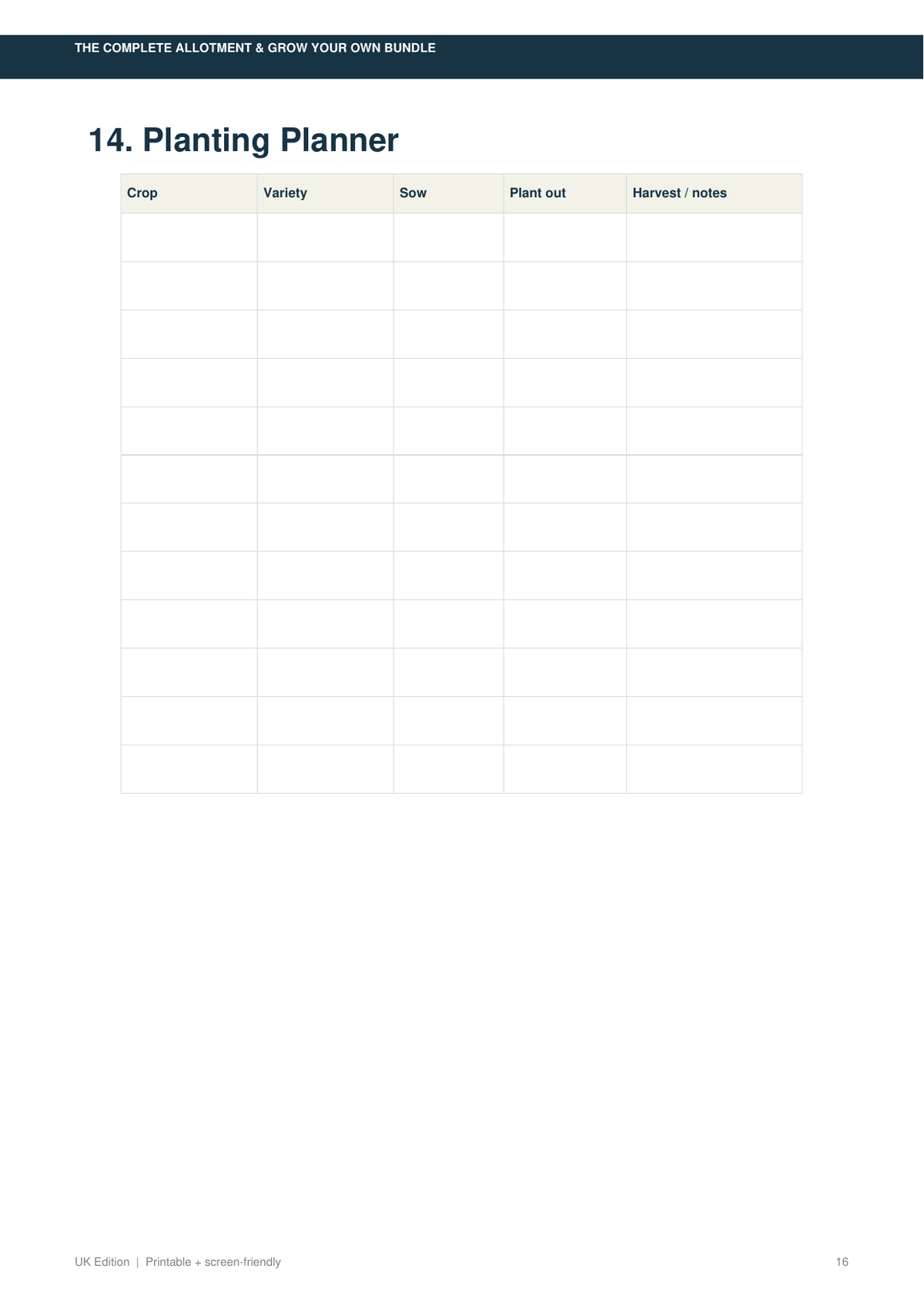 Allotment planting planner preview
