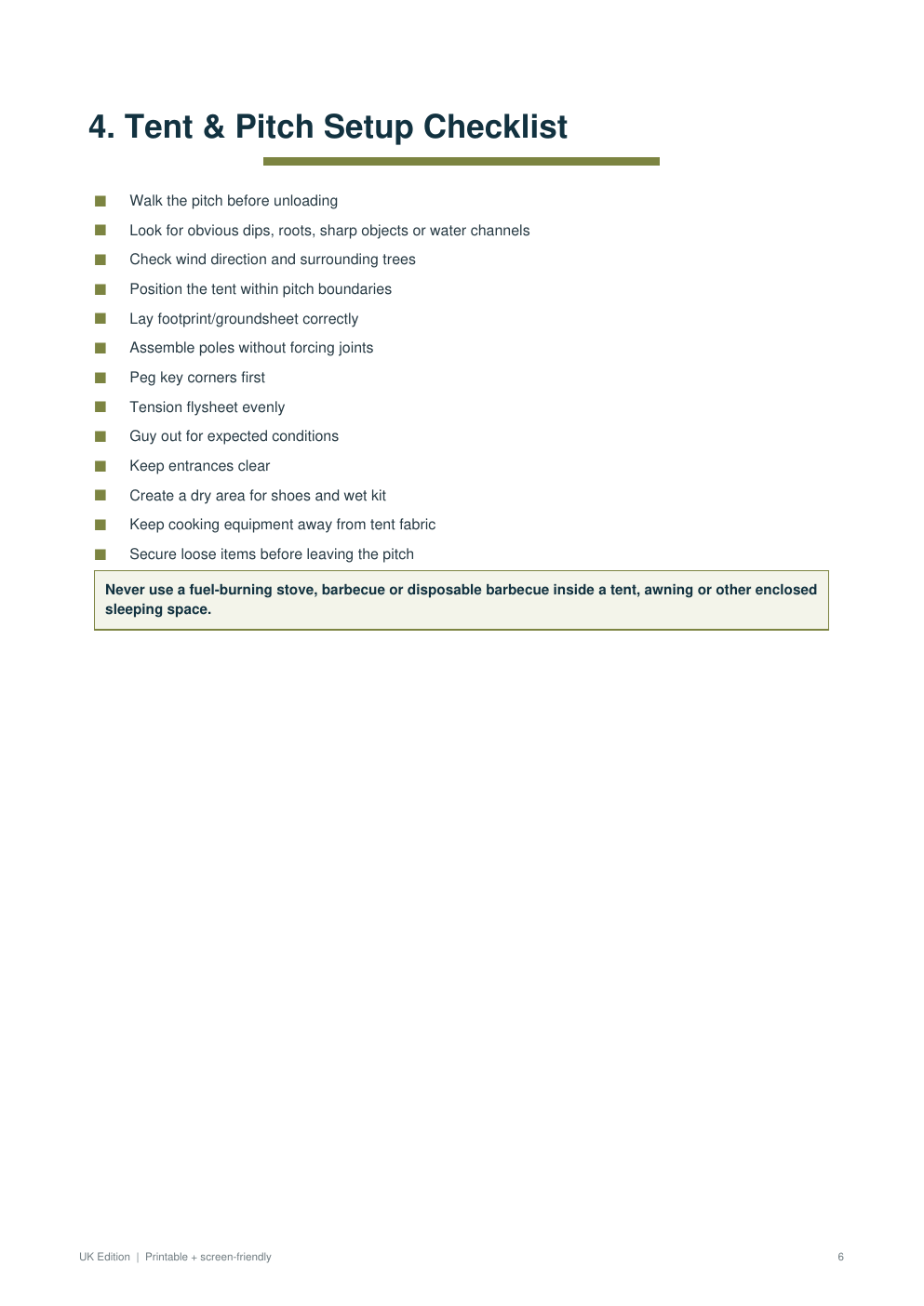 Camping packing checklist page preview