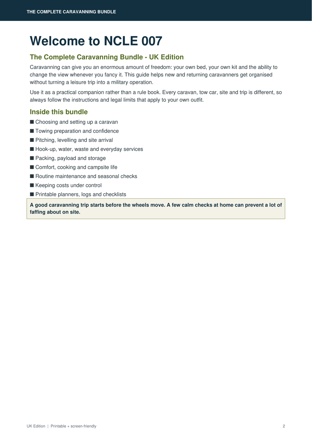 Caravanning bundle contents preview