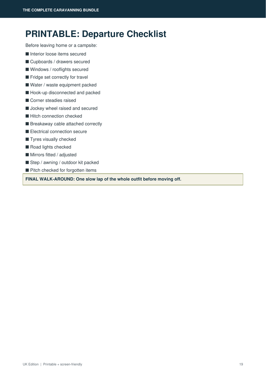 Caravanning departure checklist preview