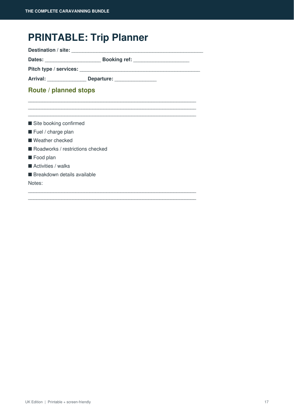 Caravanning trip planner preview