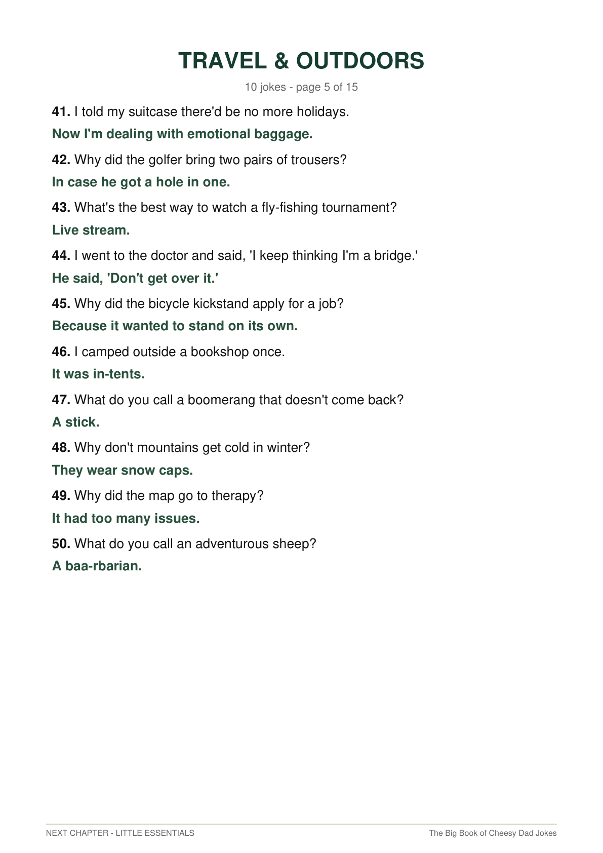 Cheesy dad jokes travel and outdoors page preview