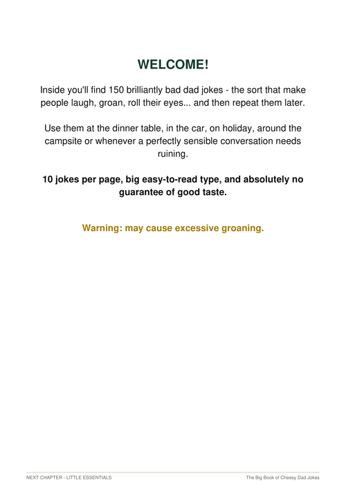 Cheesy Dad Jokes welcome page preview