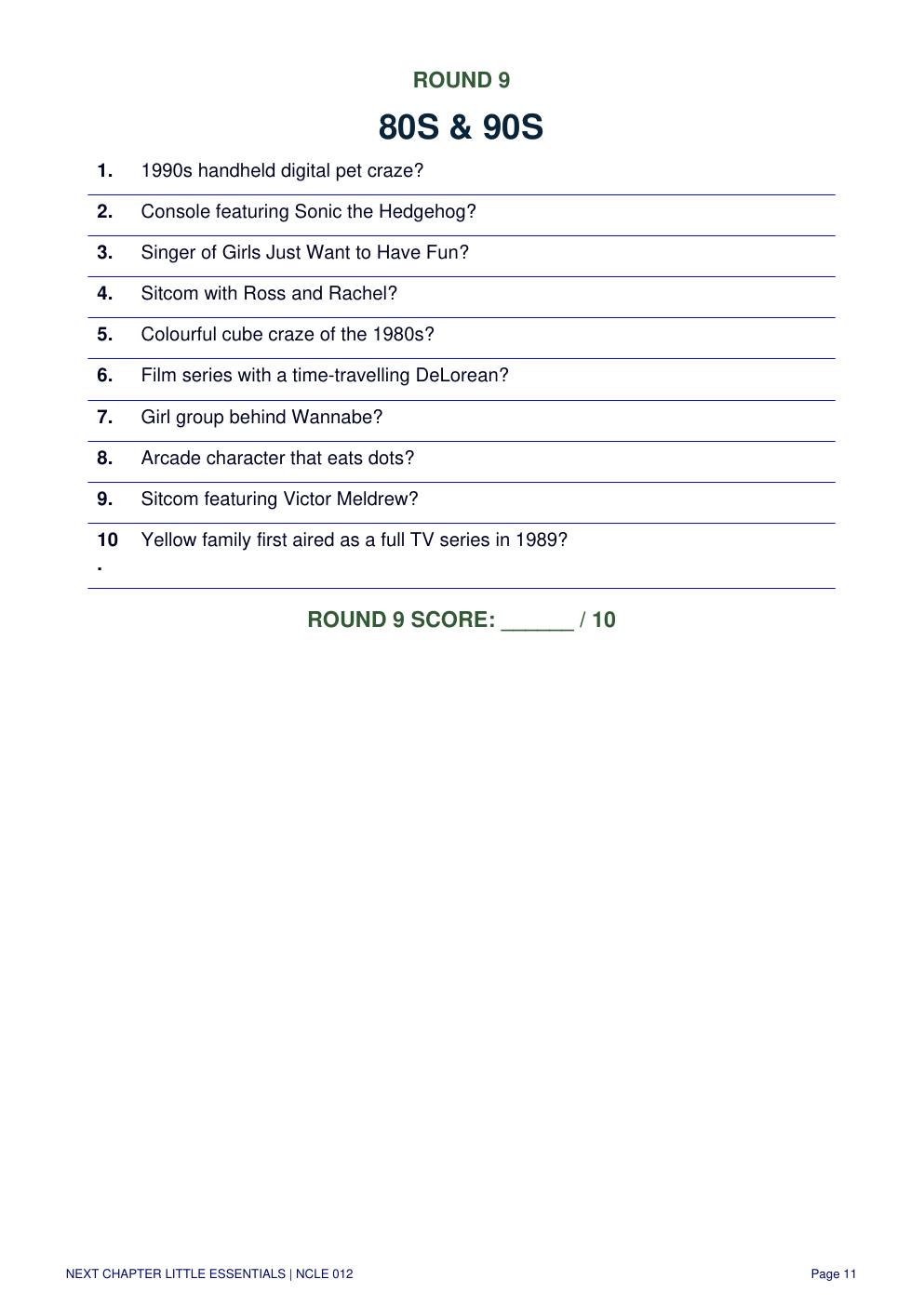 Great British Pub Quiz 80s and 90s round preview