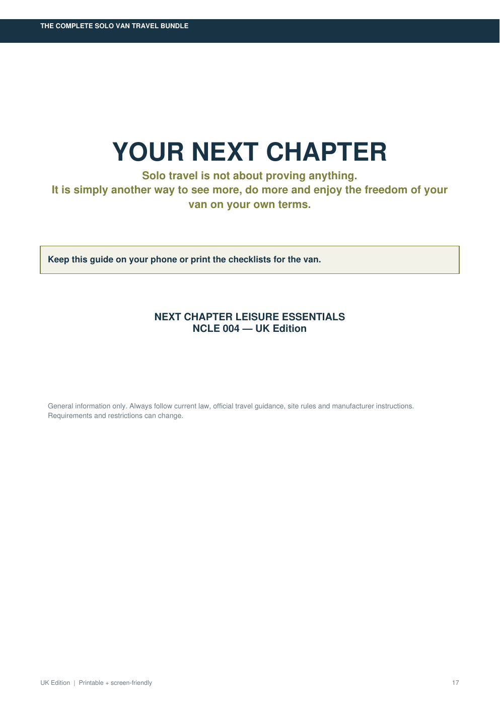 Solo Van Travel trip planner preview